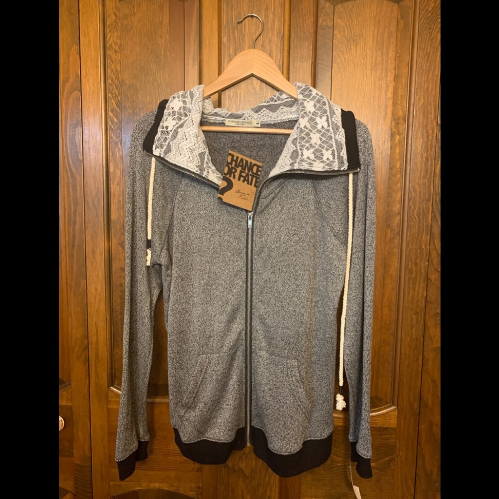 NWT Chance or Fate size L zip up sweater